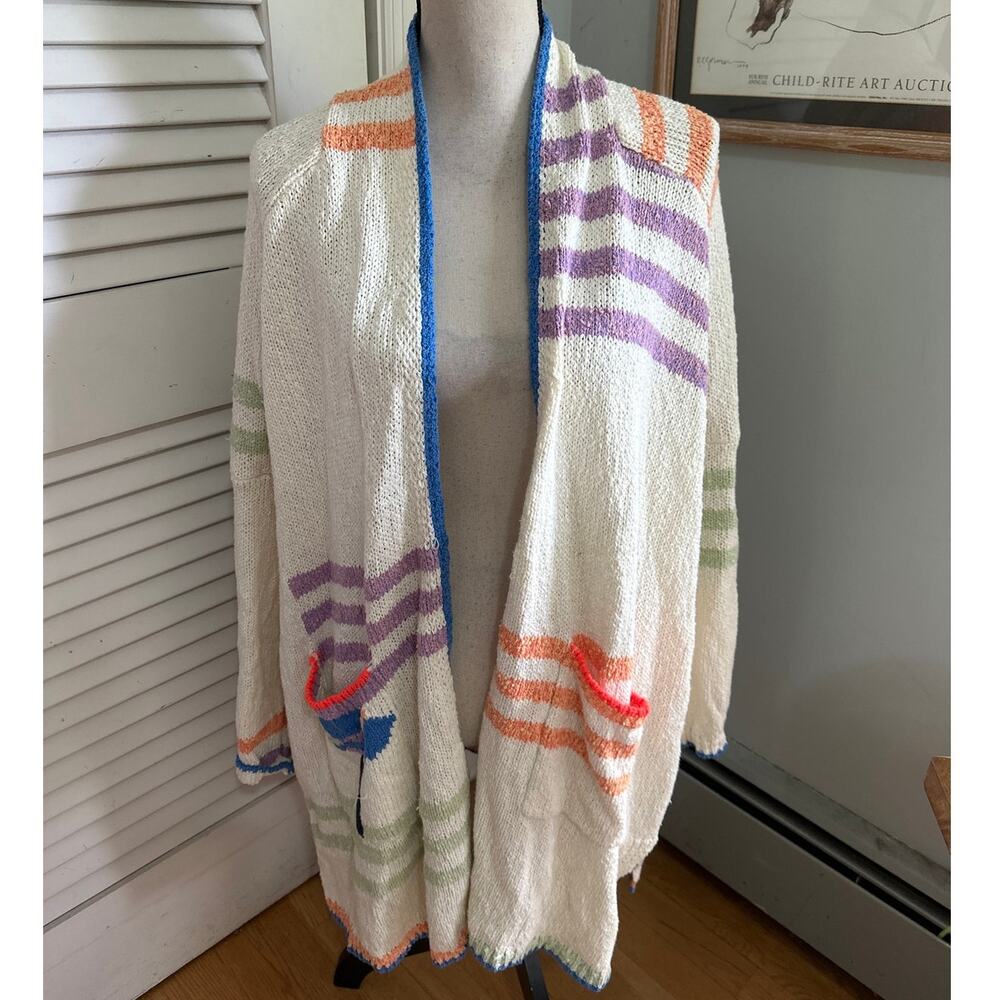 Maeve Anthropologie Sweater Womens M/L Umbrella Cardigan Whimsical Beach Boho - Picture 2 of 7